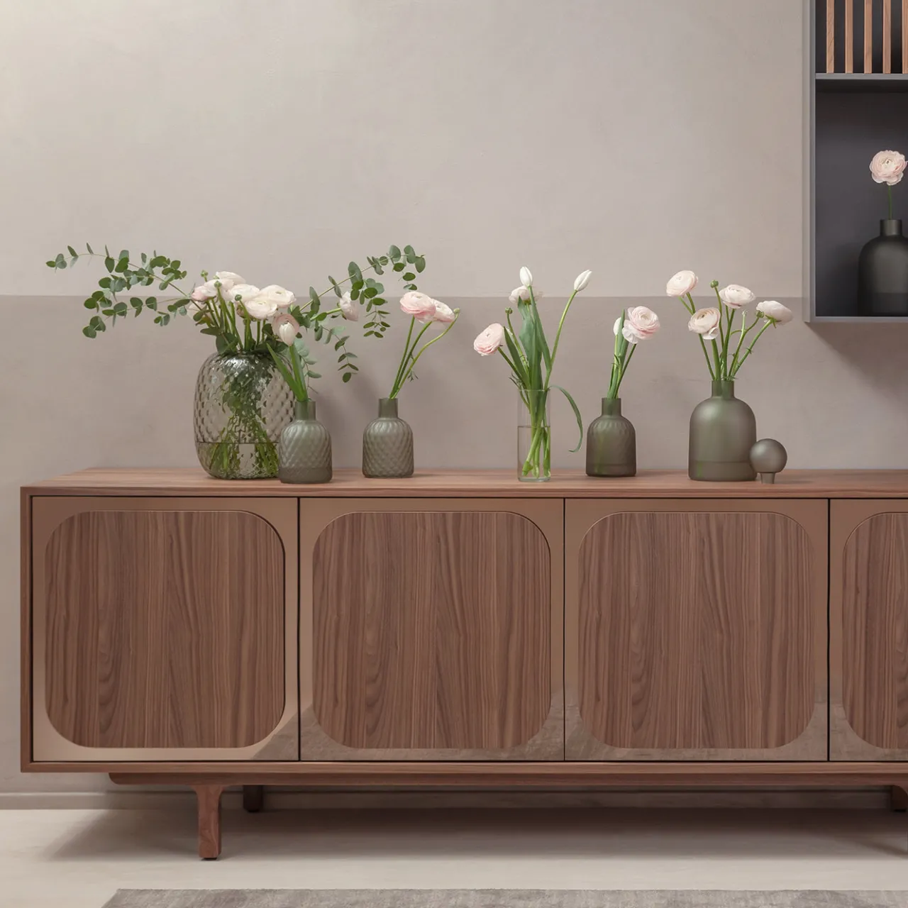 Morica Design Sideboards Buffets<Margarette 4-Door Sideboard in Canaletto Walnut Wood