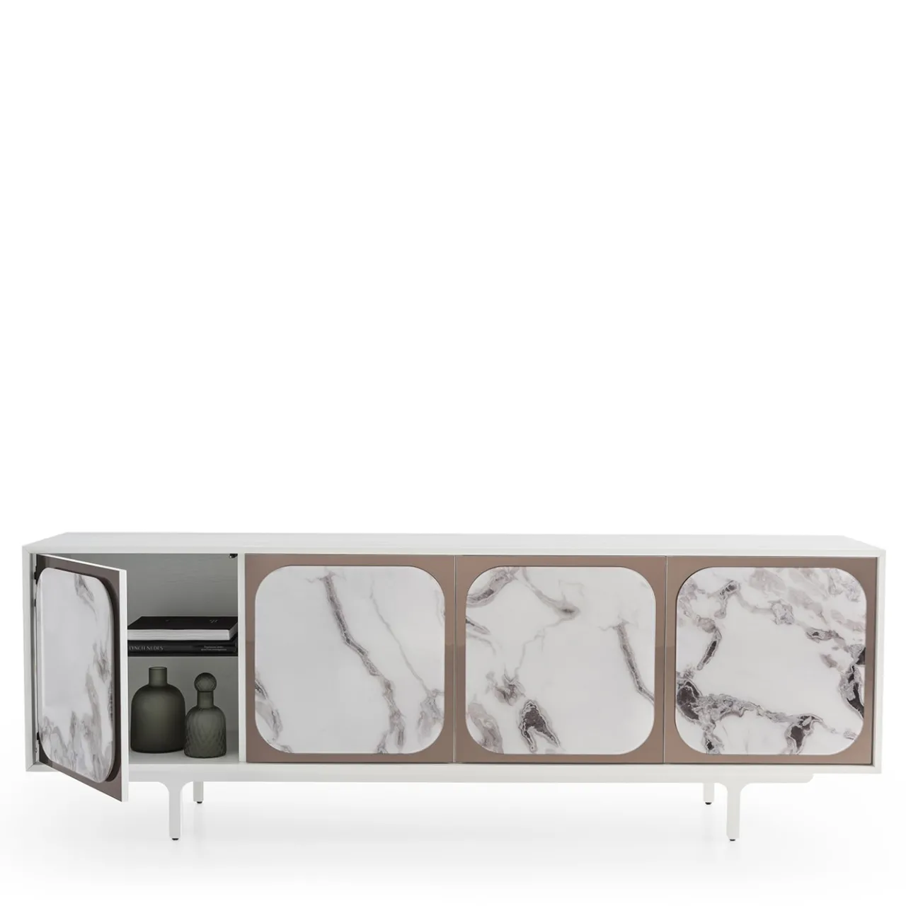 Morica Design Sideboards Buffets<Margarette 4-Door Trinity White Marble-Effect Sideboard