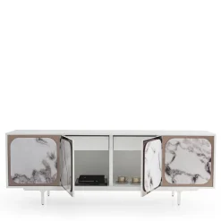 Morica Design Sideboards Buffets<Margarette 4-Door Trinity White Marble-Effect Sideboard
