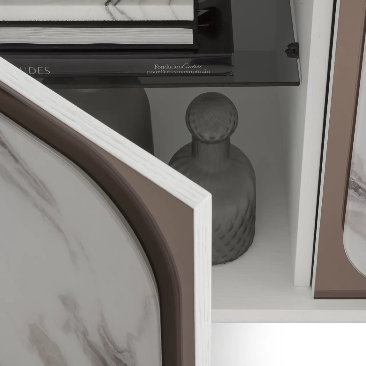 Morica Design Sideboards Buffets<Margarette 4-Door Trinity White Marble-Effect Sideboard