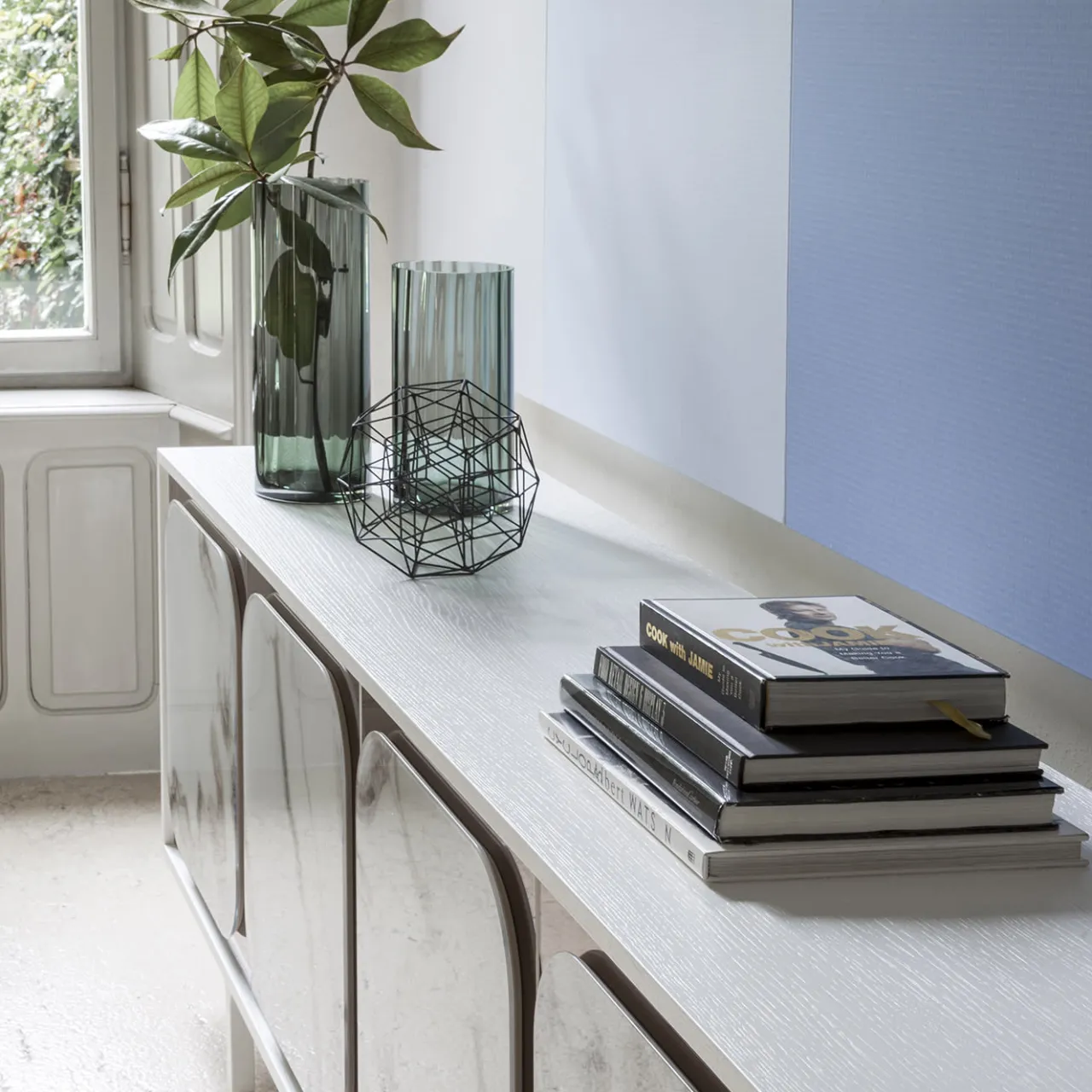 Morica Design Sideboards Buffets<Margarette 4-Door Trinity White Marble-Effect Sideboard