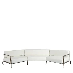 Officina Ciani Outdoor Sofas & Benches<Marina White Fabric & Brown Steel Outdoor Sofa
