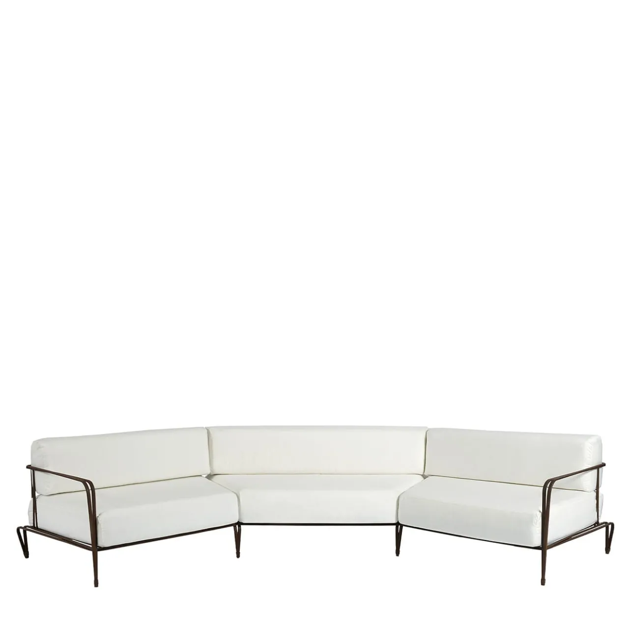 Officina Ciani Outdoor Sofas & Benches<Marina White Fabric & Brown Steel Outdoor Sofa