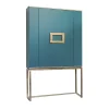 Isabella Costantini Bar Cabinets<Marion Turquoise Matte Lacquer & Gold Bar Cabinet