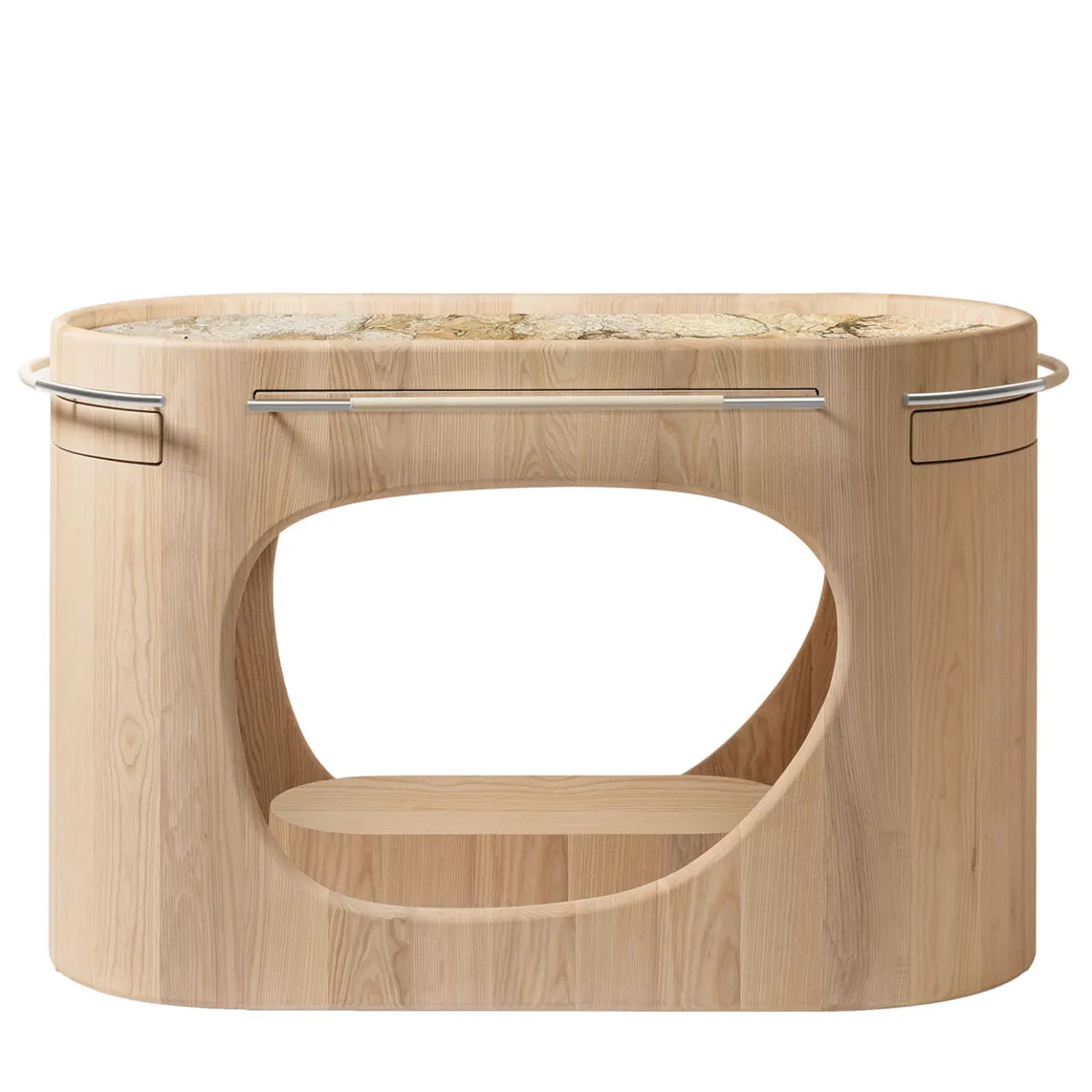 Giobagnara Consoles<Maris Wood Base with Marble Top Bar Console by Kelly Wearstler