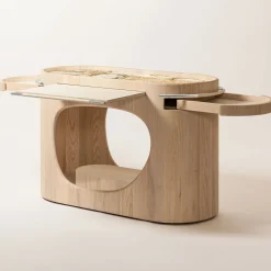 Giobagnara Consoles<Maris Wood Base with Marble Top Bar Console by Kelly Wearstler