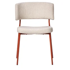 TrabA' Chairs<Marlen Met Im Beige Fabric & Brick-Red Metal Chair by EP Studio