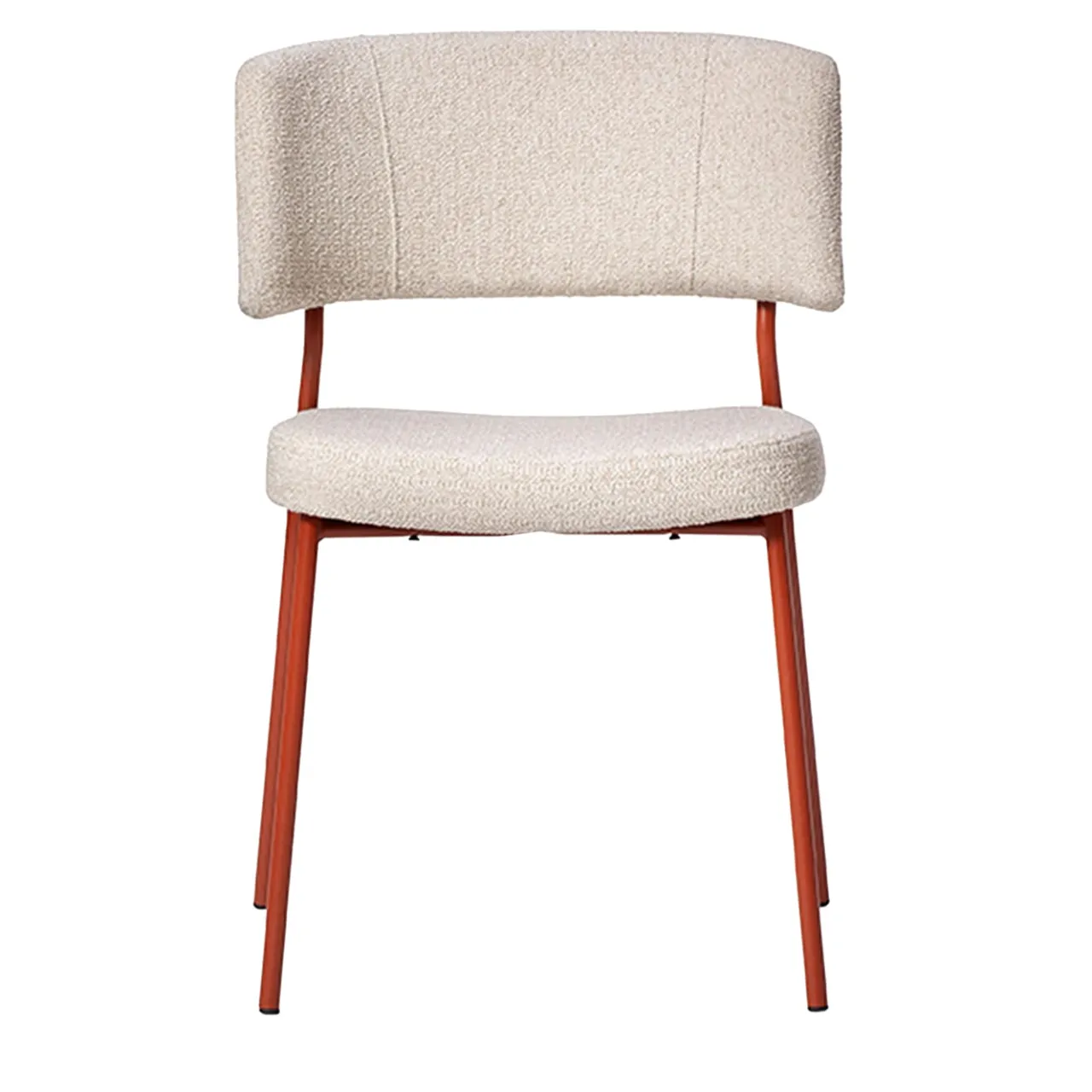 TrabA' Chairs<Marlen Met Im Beige Fabric & Brick-Red Metal Chair by EP Studio