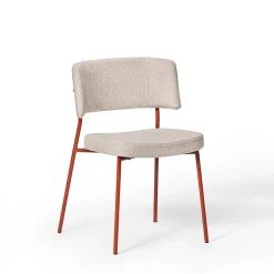 TrabA' Chairs<Marlen Met Im Beige Fabric & Brick-Red Metal Chair by EP Studio