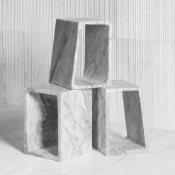 Luce Di Carrara Stools<Marmeria White Marble Module