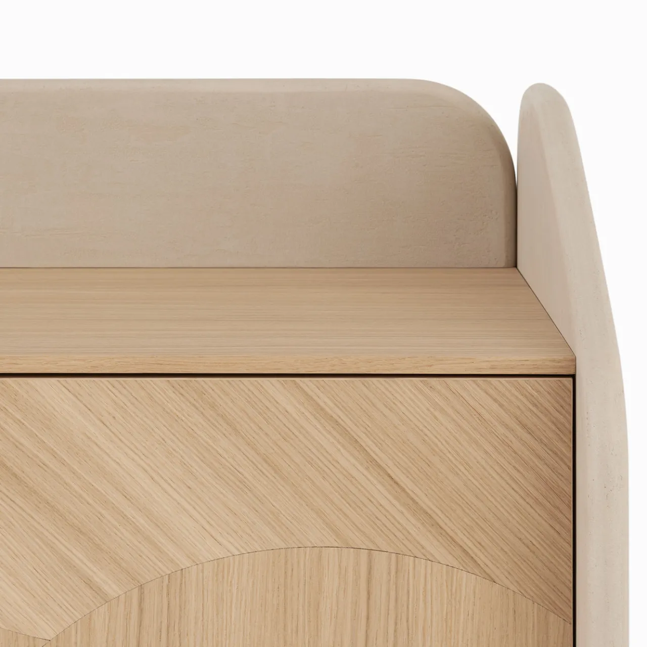Morica Design Sideboards Buffets<Marmorino lacquered INTARSIO Sideboard with Hand-Inlaid Natural Oak Shell