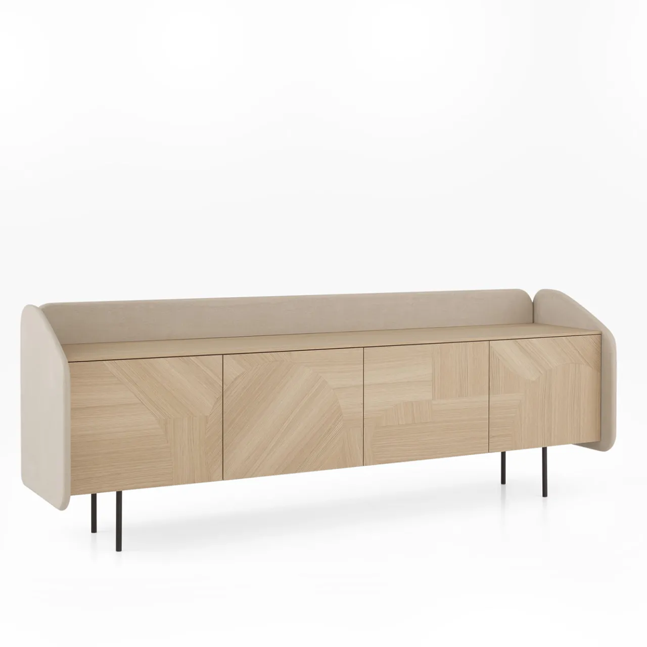 Morica Design Sideboards Buffets<Marmorino lacquered INTARSIO Sideboard with Hand-Inlaid Natural Oak Shell