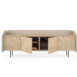 Morica Design Sideboards Buffets<Marmorino lacquered INTARSIO Sideboard with Hand-Inlaid Natural Oak Shell