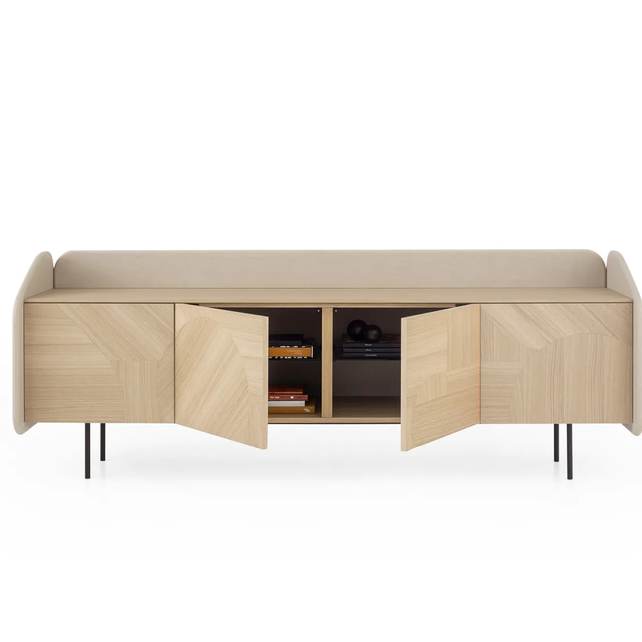Morica Design Sideboards Buffets<Marmorino lacquered INTARSIO Sideboard with Hand-Inlaid Natural Oak Shell