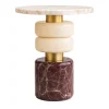 Giovannozzi Marmi Side Tables<Marsmallow Onyx & Red Travertine Marble Side Table by Ashley Gadeova