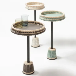 Giobagnara Side Tables<Matisse Leather & Rattan Side Table - Large