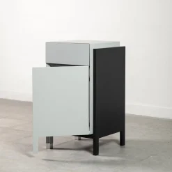 Paolo Pallucco Nightstands<Matte Gray And Black Lacquered Wood Nightstand