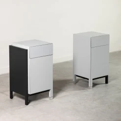 Paolo Pallucco Nightstands<Matte Gray And Black Lacquered Wood Nightstand