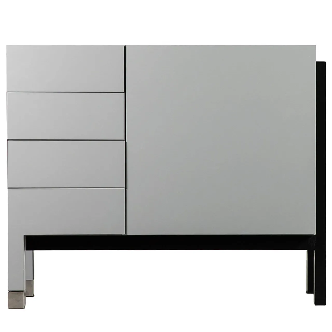 Paolo Pallucco Cabinets<Matte Gray Lacquered Wood Cabinet With Door