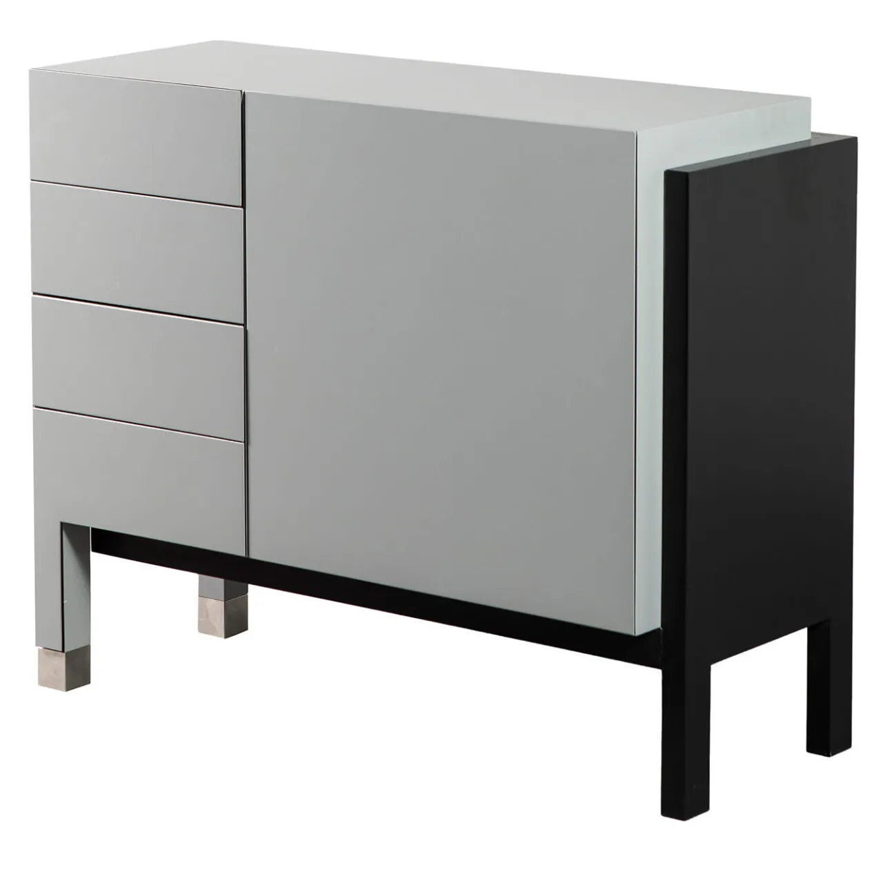 Paolo Pallucco Cabinets<Matte Gray Lacquered Wood Cabinet With Door