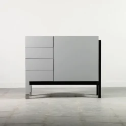Paolo Pallucco Cabinets<Matte Gray Lacquered Wood Cabinet With Door
