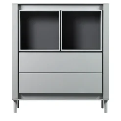 Paolo Pallucco Cabinets<Matte Gray Lacquered Wood Cabinet #B