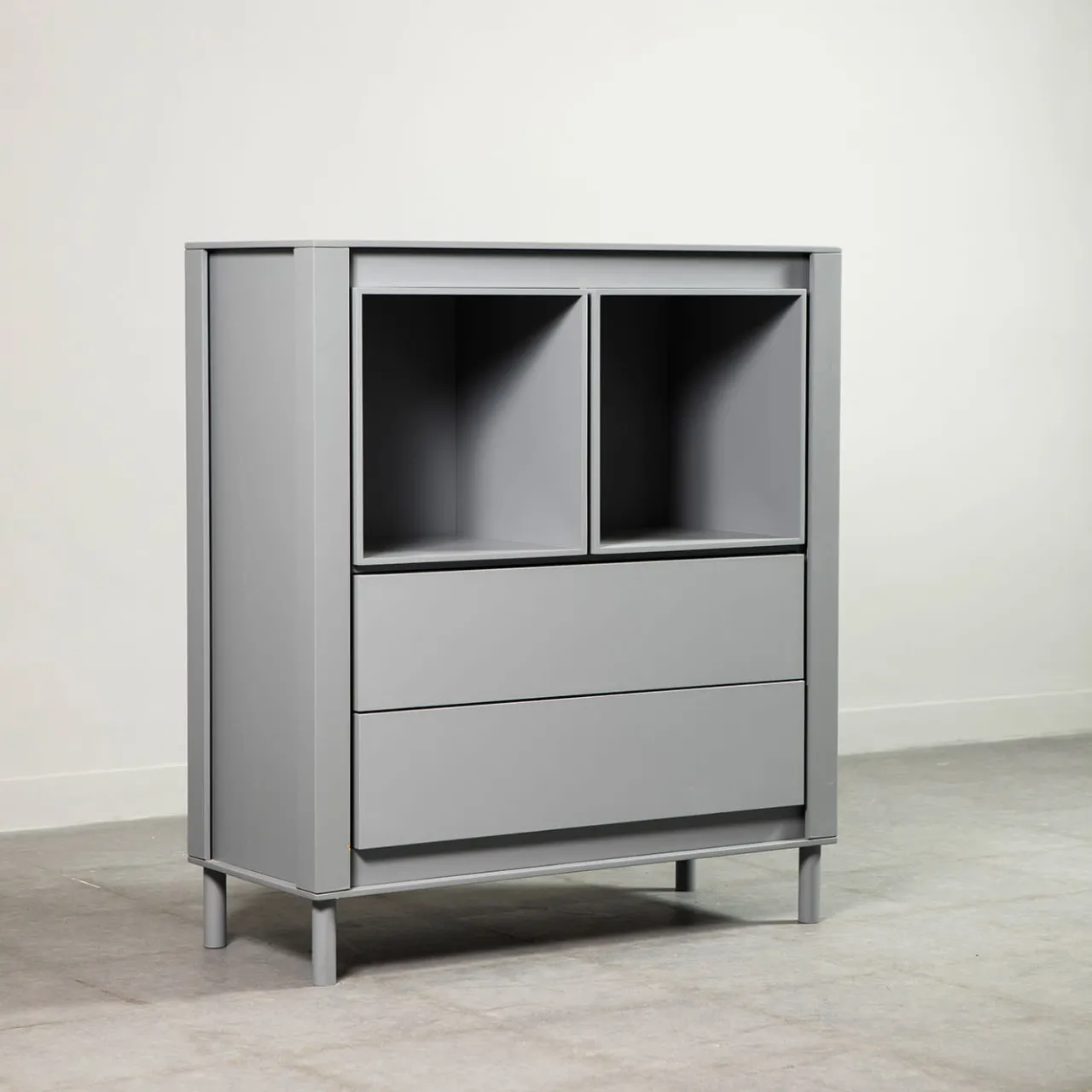 Paolo Pallucco Cabinets<Matte Gray Lacquered Wood Cabinet #B