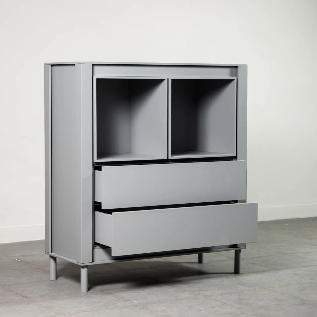 Paolo Pallucco Cabinets<Matte Gray Lacquered Wood Cabinet #B