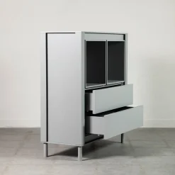 Paolo Pallucco Cabinets<Matte Gray Lacquered Wood Cabinet #B