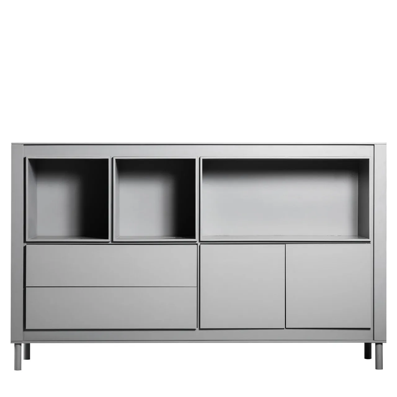 Paolo Pallucco Cabinets<Matte Gray Lacquered Wood Cabinet #C
