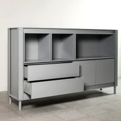 Paolo Pallucco Cabinets<Matte Gray Lacquered Wood Cabinet #C