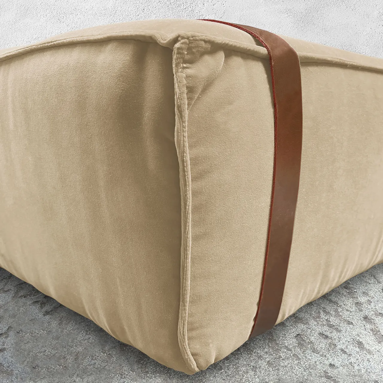 DLA Design Lab Ottomans & Poufs<Maxi Docker Beige Velvet Pouf