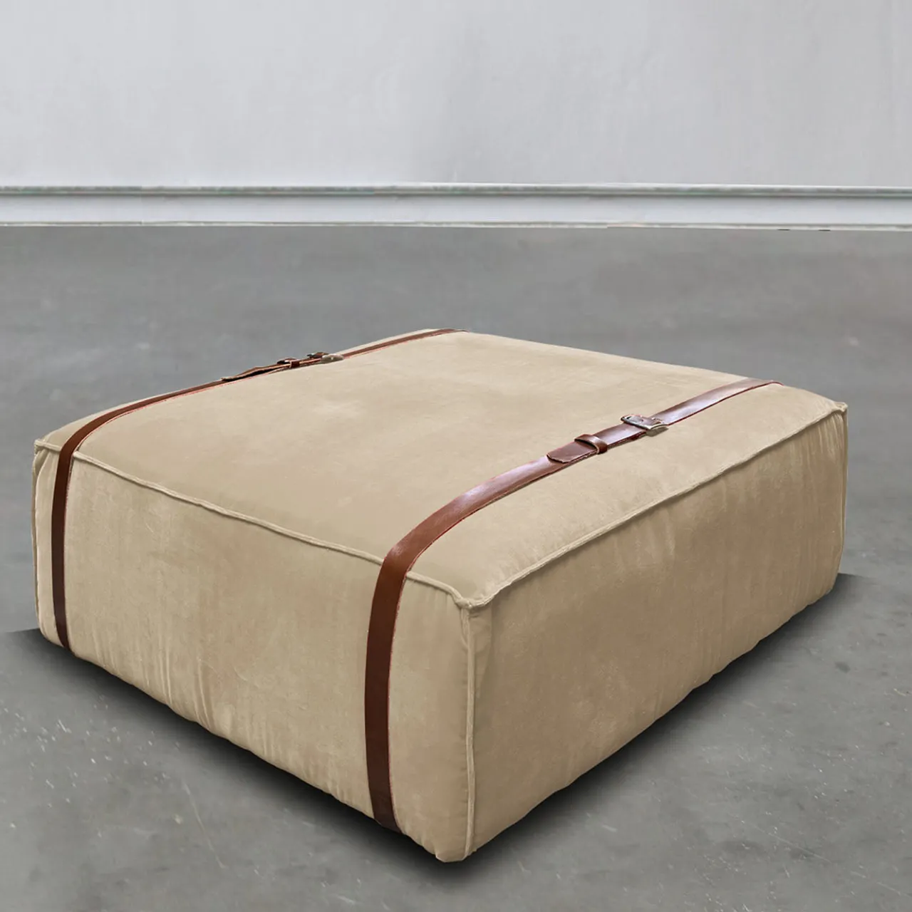 DLA Design Lab Ottomans & Poufs<Maxi Docker Beige Velvet Pouf