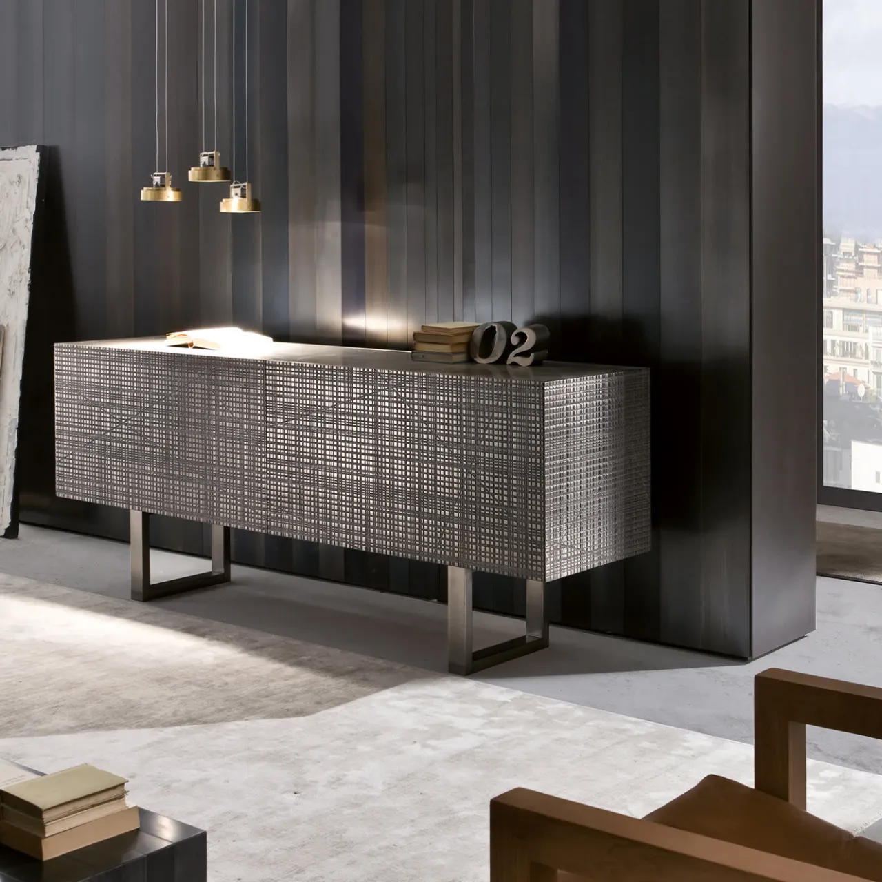 Laura Meroni Sideboards Buffets<Maxima Bd 91 Unique Walnut Marble Sideboard 2 Drawers