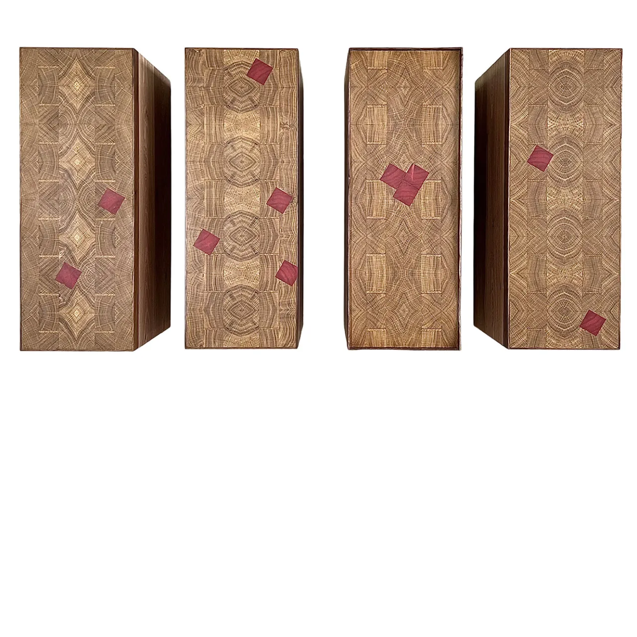 Omar Barbero Shelves<MESCOLANZA Set of 4 Wood Wall Cabinets with Inlays