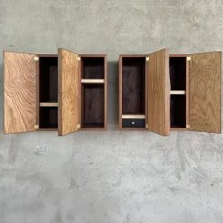 Omar Barbero Shelves<MESCOLANZA Set of 4 Wood Wall Cabinets with Inlays