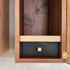 Omar Barbero Shelves<MESCOLANZA Set of 4 Wood Wall Cabinets with Inlays