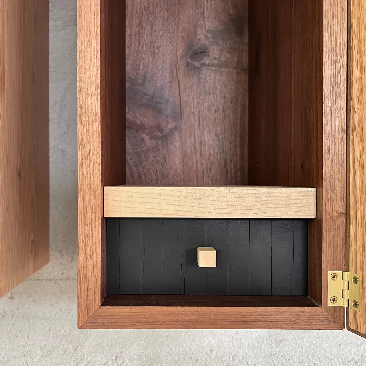 Omar Barbero Shelves<MESCOLANZA Set of 4 Wood Wall Cabinets with Inlays