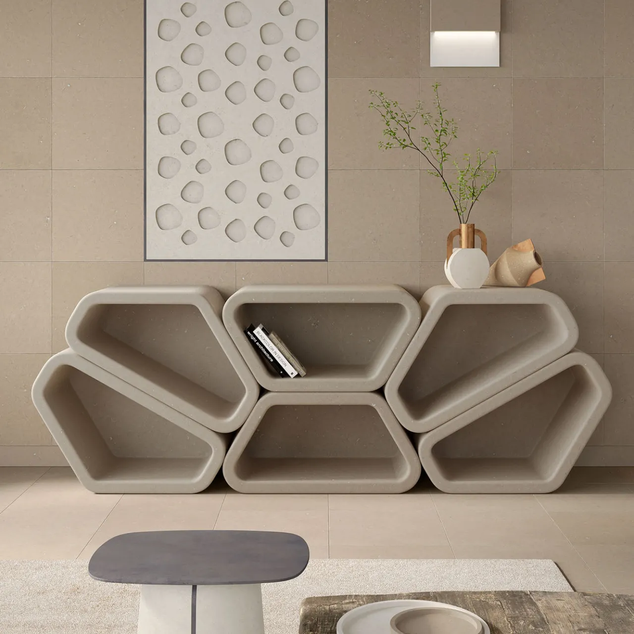 Pimar Limestone Bookcases<Messapo Modular Lecce Limestone Bookcase by Noii Studio