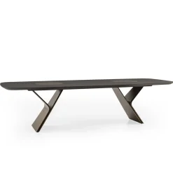 Morica Design Dining Tables<Metaverso Lazy Susan Rectangular Dining Table with a curved plywood base