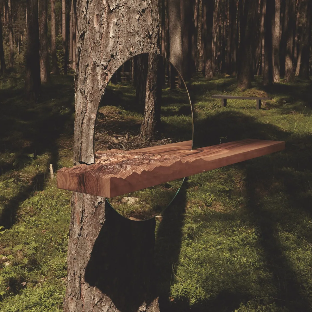 Dolomitisch Shelves<Mezzocielo Topographic Mirror with Shelf by Riccardo Vendramin
