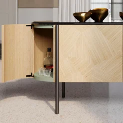 Cafedesart Sideboards Buffets<Mia 4-Door Curved Beige Sideboard