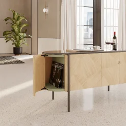 Cafedesart Sideboards Buffets<Mia 4-Door Curved Beige Sideboard