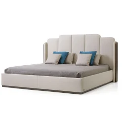 Franco Bianchini Beds<Milano Bed in Cappuccino Eco-Leather with Walnut Canaletto Panels