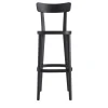 Livoni 1895 Bar Stools<Milano 60s Black Beechwood Bar Stool With Backrest