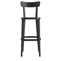 Livoni 1895 Bar Stools<Milano 60s Black Beechwood Bar Stool With Backrest
