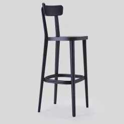 Livoni 1895 Bar Stools<Milano 60s Black Beechwood Bar Stool With Backrest