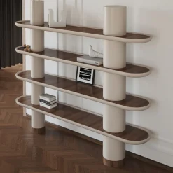Ultramobili Bookcases<Mina 220 4-Shelf Greige Bookcase
