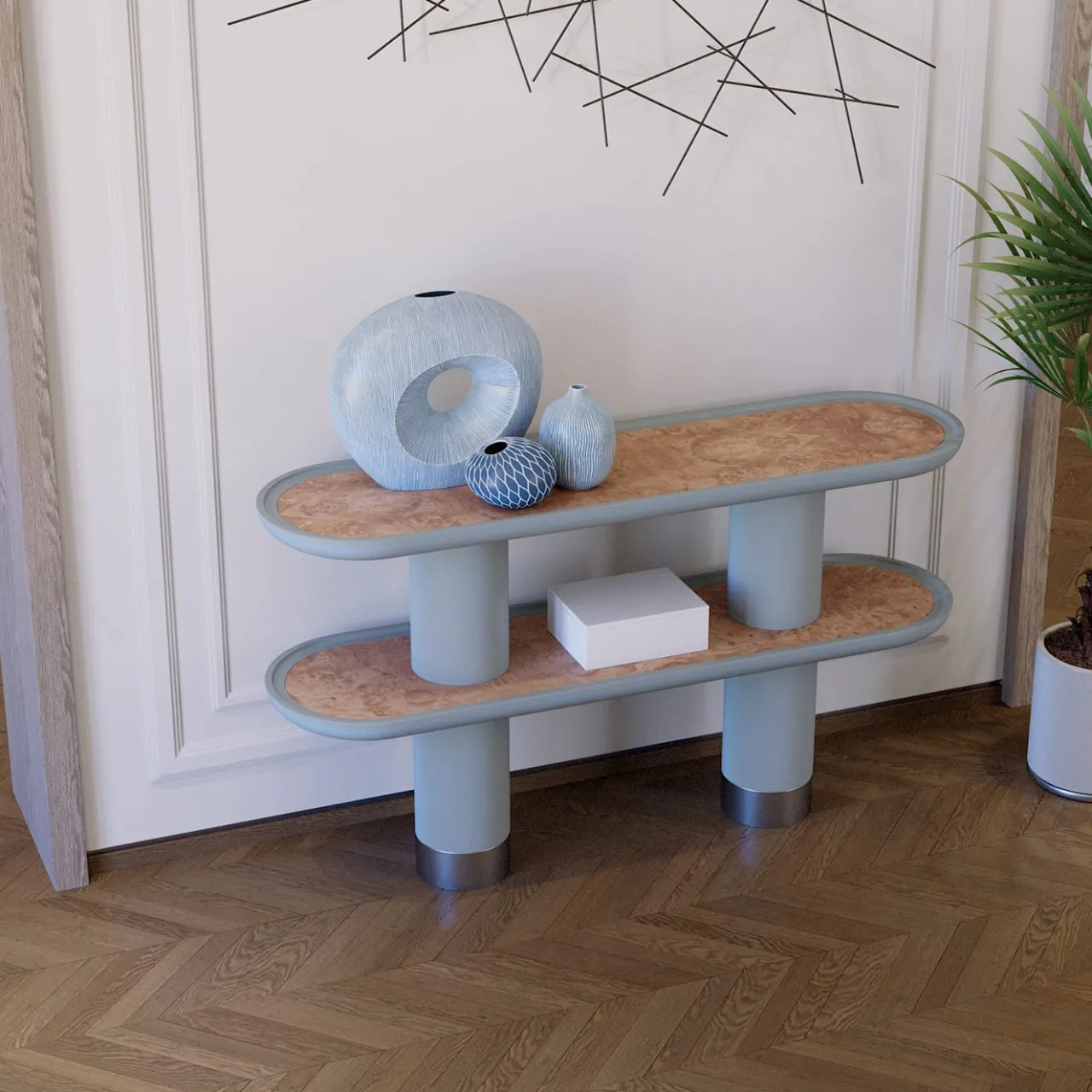 Ultramobili Bookcases<Mina 2.150 2-Shelf Pastel Light-Blue Console