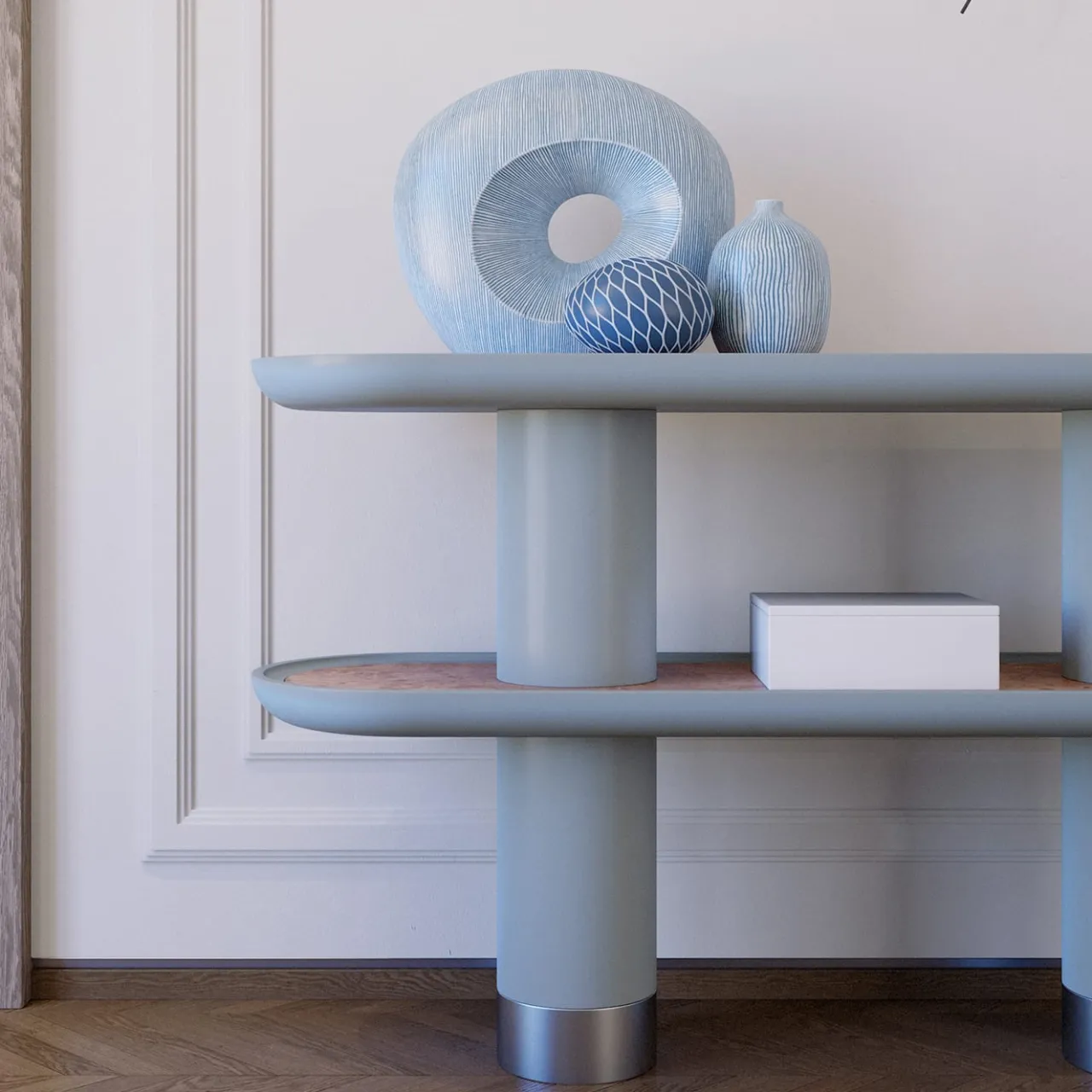 Ultramobili Bookcases<Mina 2.150 2-Shelf Pastel Light-Blue Console